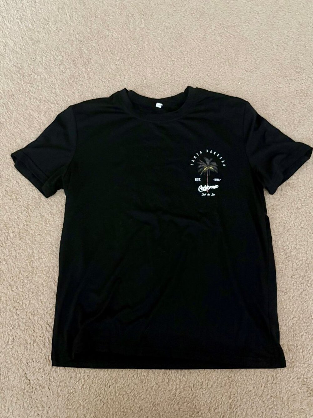 Shein Women's XS Black T-Shirt Santa Barbara